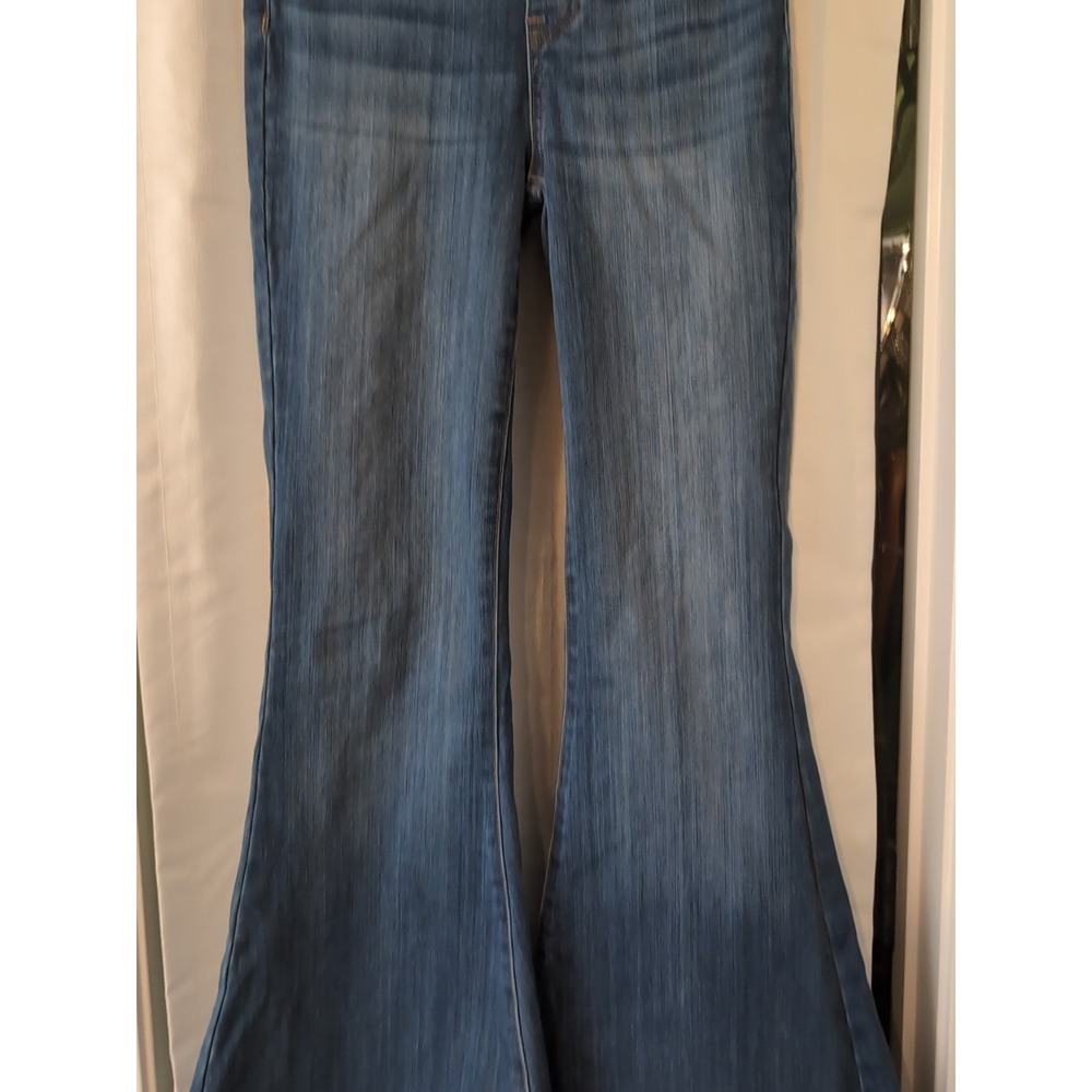 Judy Blue Pull On Super Flare‎ Jeans Women Size 0/24 Bell Bottoms Medium Wash - Picture 3 of 12